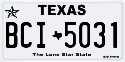 TX license plate BCI5031