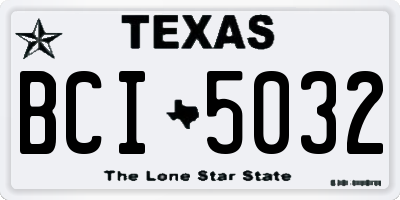 TX license plate BCI5032