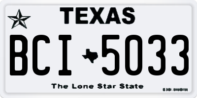 TX license plate BCI5033