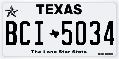 TX license plate BCI5034