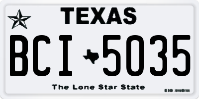 TX license plate BCI5035