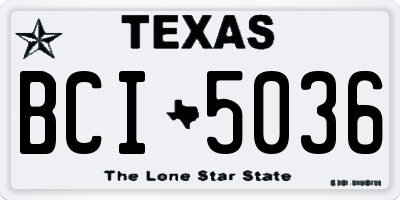 TX license plate BCI5036