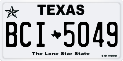TX license plate BCI5049
