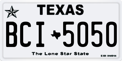 TX license plate BCI5050