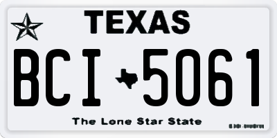 TX license plate BCI5061
