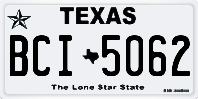 TX license plate BCI5062