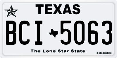 TX license plate BCI5063