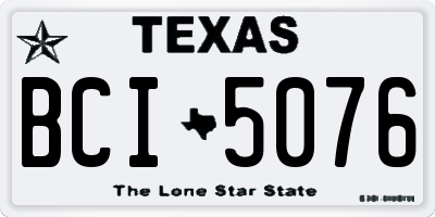 TX license plate BCI5076