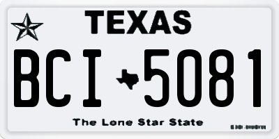 TX license plate BCI5081