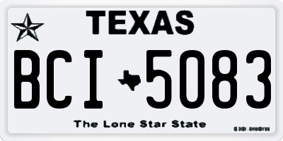 TX license plate BCI5083