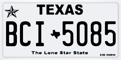 TX license plate BCI5085