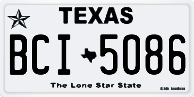 TX license plate BCI5086