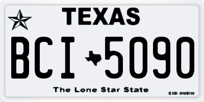 TX license plate BCI5090