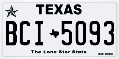 TX license plate BCI5093