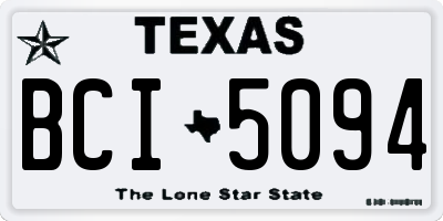 TX license plate BCI5094