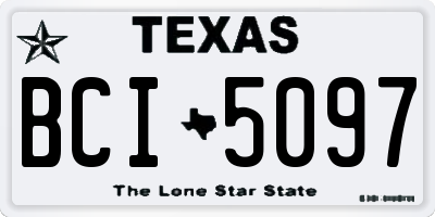 TX license plate BCI5097