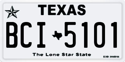 TX license plate BCI5101