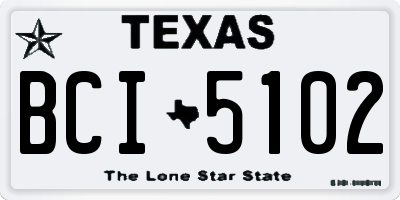 TX license plate BCI5102