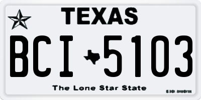 TX license plate BCI5103