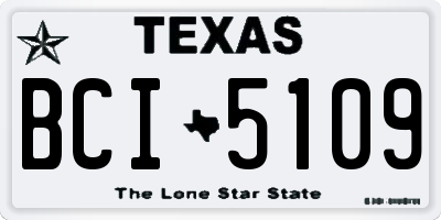 TX license plate BCI5109