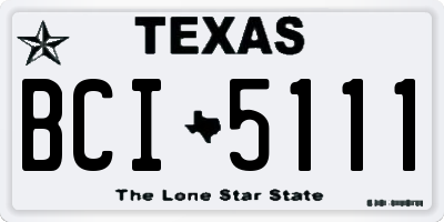 TX license plate BCI5111