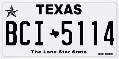 TX license plate BCI5114