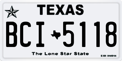 TX license plate BCI5118