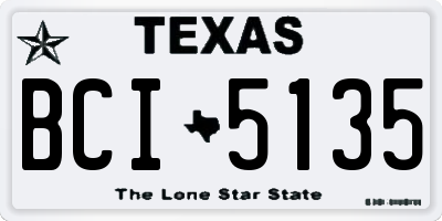 TX license plate BCI5135