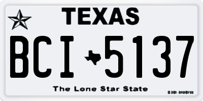 TX license plate BCI5137