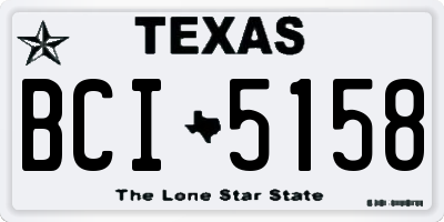 TX license plate BCI5158