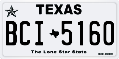 TX license plate BCI5160
