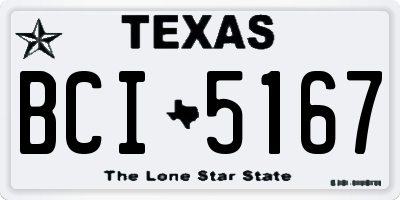 TX license plate BCI5167