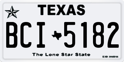 TX license plate BCI5182