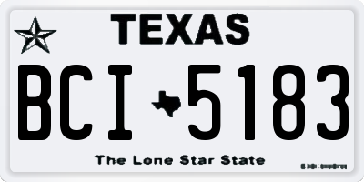 TX license plate BCI5183