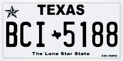 TX license plate BCI5188
