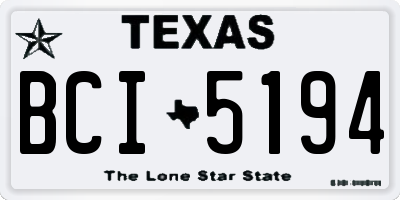 TX license plate BCI5194