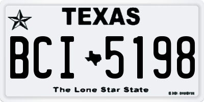 TX license plate BCI5198