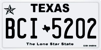 TX license plate BCI5202
