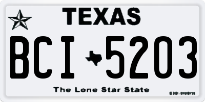 TX license plate BCI5203
