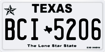 TX license plate BCI5206