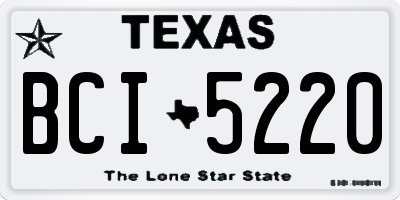 TX license plate BCI5220