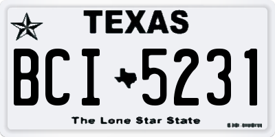 TX license plate BCI5231