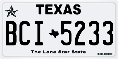 TX license plate BCI5233