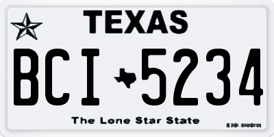 TX license plate BCI5234