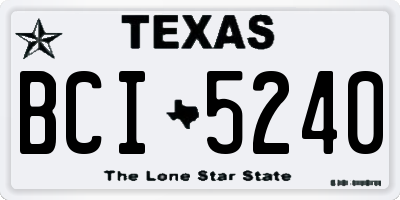 TX license plate BCI5240