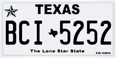 TX license plate BCI5252