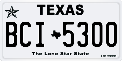 TX license plate BCI5300