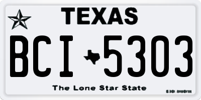 TX license plate BCI5303