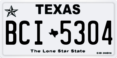 TX license plate BCI5304