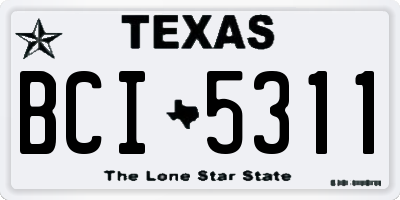 TX license plate BCI5311